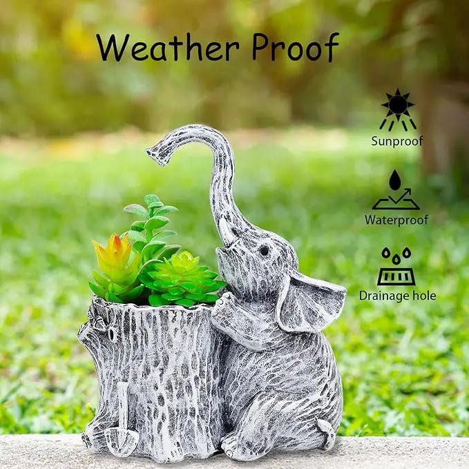 Elephant Gifts for Women Succulent Pots Indoor Elephant Planters for Plant Lovers Cute Outdoor Plant Pots Outdoor Garden Animal Decor Elephant Hug Stump Statue with Drainage Hole by GreenHaven Gardens