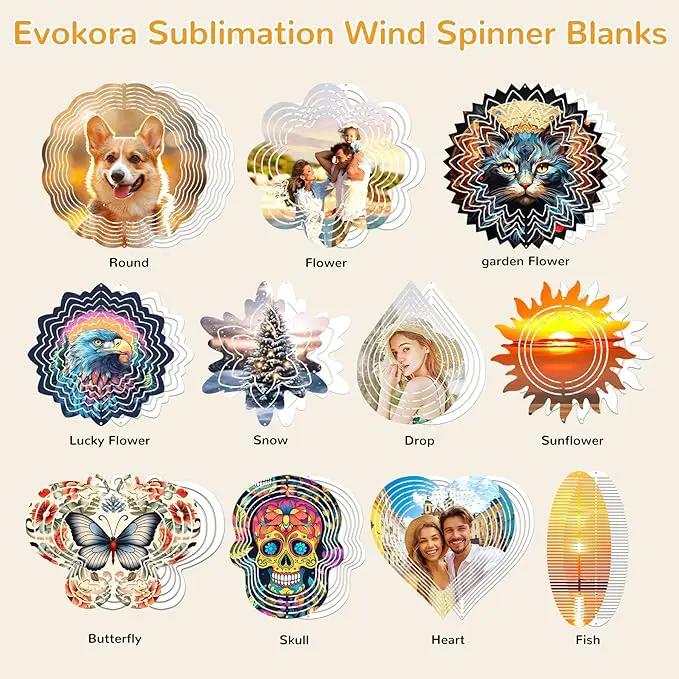 Sublimation Wind Spinner Blanks, 10 Pack10 Inch 3D Aluminum Metal Hanging Wind Spinner Bulk for Garden Yard Outdoor, Window Porch Decoration for Heat Press Transfer DIY by GreenHaven Gardens