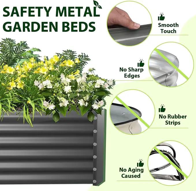 A ANLEOLIFE 8X4X1.5 ft Galvanized Raised Garden Beds Outdoor, Rectangular Metal Planter Box for Planting Vegetables Flowers Herb, Anti-Rust & Easy-Setup, Quartz Grey by GreenHaven Gardens