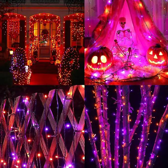 weillsnow 164FT 500 LED Halloween Lights, 8 Modes Waterproof Plug in String Lights for Halloween Indoor Outdoor Yard Party Wedding Garden Home Decorations (Purple & Orange) by GreenHaven Gardens
