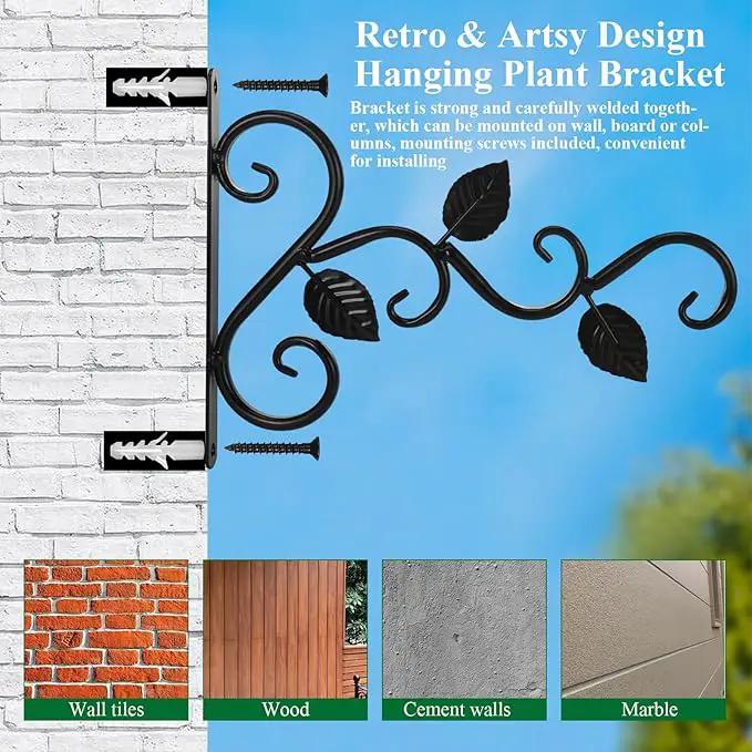Fashion&cool 4 Pack Plant Hanging Bracket, Wall Mount Plant Hanger Outdoor Indoor, Decorative Hanging Plant Bracket Hooks for Planter Flower Bird Feeder Lanterns Wind Chimes with Screws by GreenHaven Gardens