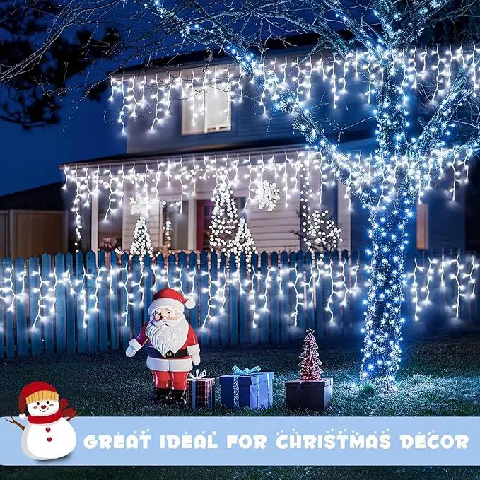 JMEXSUSS Christmas Icicle Lights for Outside: 800 LED White Icicle Lights Outdoor Waterproof - White Christmas String Lights for House Wedding Party Christmas Decoration by GreenHaven Gardens