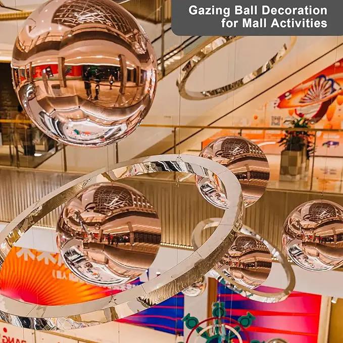 Nerien Gazing Ball, Stainless Steel Garden Mirror Globe, Polished Ornament Sphere, Hollow Floating Reflective Hemisphere, for Home Outdoor Pond Housewarming Swimming Pool Decoration, Rose Gold, 8Pcs by GreenHaven Gardens
