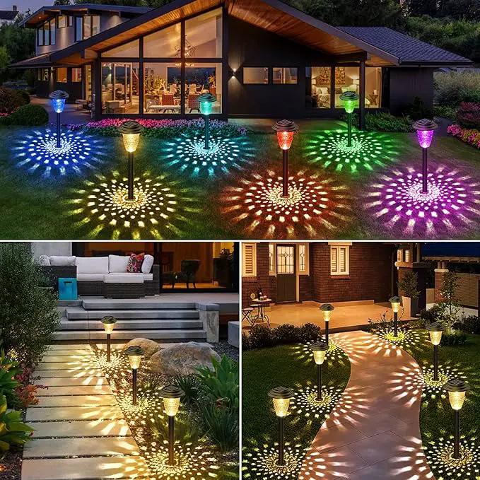Solar Pathway Lights, 8 Pack Bright Color Changing/Warm White Solar Lights Outdoor Waterproof Solar Garden Lights, Outdoor Lights Solar Powered Landscape Path Lights for Yard, Walkway, Lawn by GreenHaven Gardens