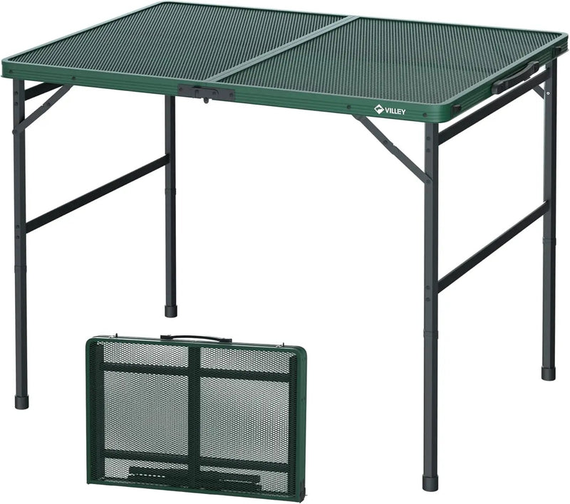 VILLEY Grill Table, 3ft Folding Camping Table with Aluminum Adjustable Legs, Portable Lightweight Camp Table for Beach Picnics and Outdoor Cooking by GreenHaven Gardens