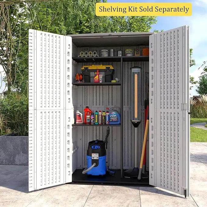 HOMSPARK Storage Shed Weather Resistance, Multi-Purpose Outdoor Storage Cabinet for Backyards and Patios, Vertical Storage Shed for Lawnmower, Patio Accessories (White 1, Tall - 53 cu.ft) by GreenHaven Gardens