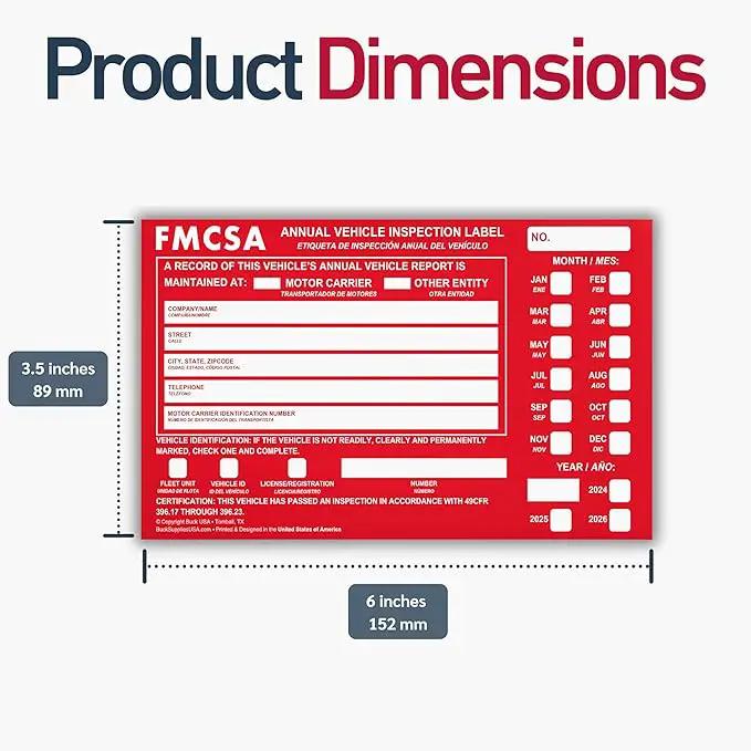 5 Pack Buck Aluminum Annual Vehicle Inspection Label with Punch Boxes, 2 Mil Red FMCSA Self Adhesive Sticker, DOT Compliant, Weatherproof, Tear Resistant, Easy to Write On, 6" x 3.5" - Made in USA by GreenHaven Gardens