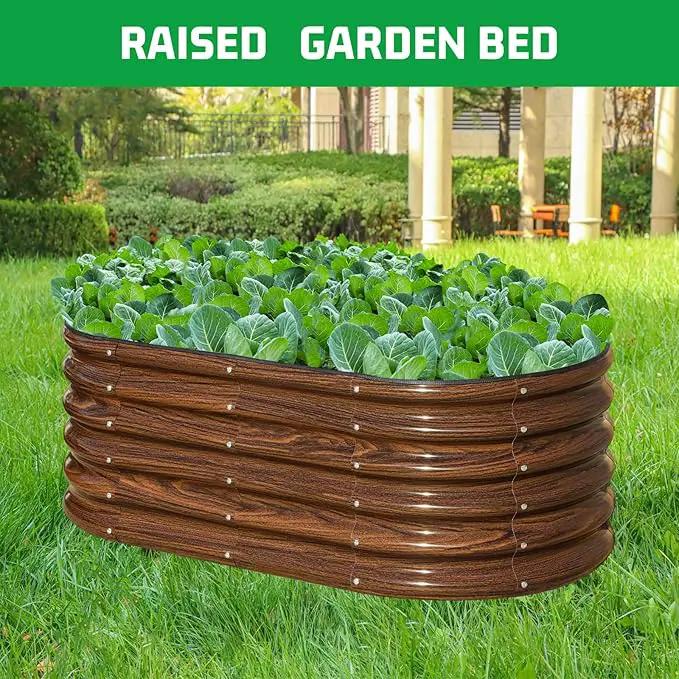 SnugNiture 3 Pcs 4x2x1.5ft Raised Garden Bed Outdoor, 17" Tall Galvanized Metal Planter Box, Raised Garden Bed Kit for Planting Vegetables Plants Fruits, Brown by GreenHaven Gardens