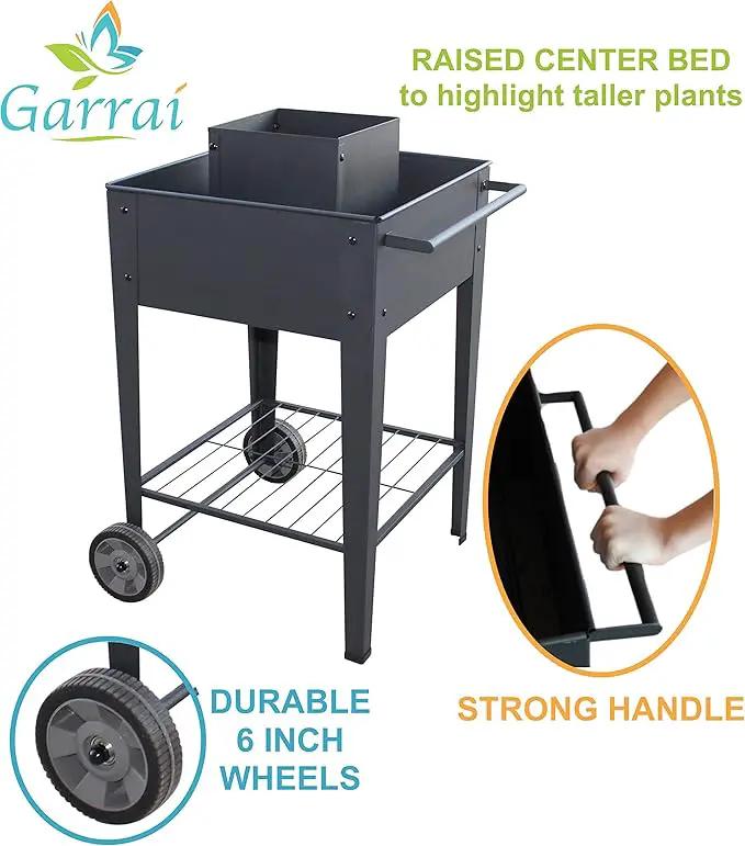 GarraÌ Raised Planter Box -Garden Cart with Wheels, Movable Square Outdoor Elevated Garden Bed with Wheels- Grow Vegetables Flowers Herbs on Patio, Deck, or Yard by GreenHaven Gardens