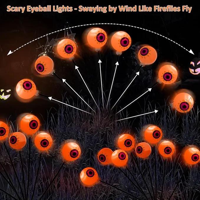 Halloween Decorations Outdoor Path Lights - 4 Packs 32LEDs Solar Halloween Eyebal Pathway Lights Swaying by Wind,Waterproof Solar Halloween Stake Lights for Garden Yard Porch Patio Pathway (Orange) by GreenHaven Gardens