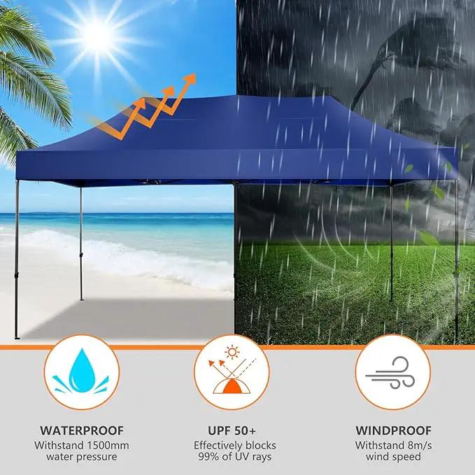 COBIZI 10x20 Pop up Canopy Heavy Duty Without Sidewalls, Easy Set-up Commercial Outdoor Party, 100% Waterproof Wedding Canopy Gazebo, 3 Height Adjustable with Wheeled Bag, Dark Blue by GreenHaven Gardens