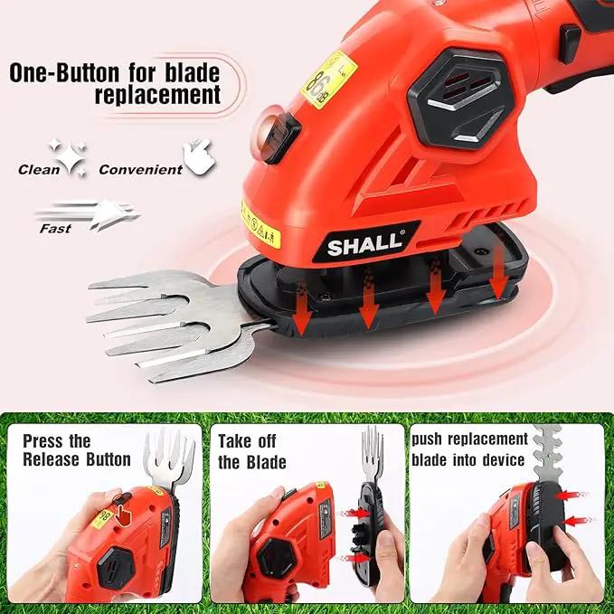 SHALL 2 in 1 Cordless Grass Trimmer & Hedge Shears - 7.2V Electric Shrub Cutter w/Pruning Scissors, Rechargeable Battery & Fast Charger by GreenHaven Gardens