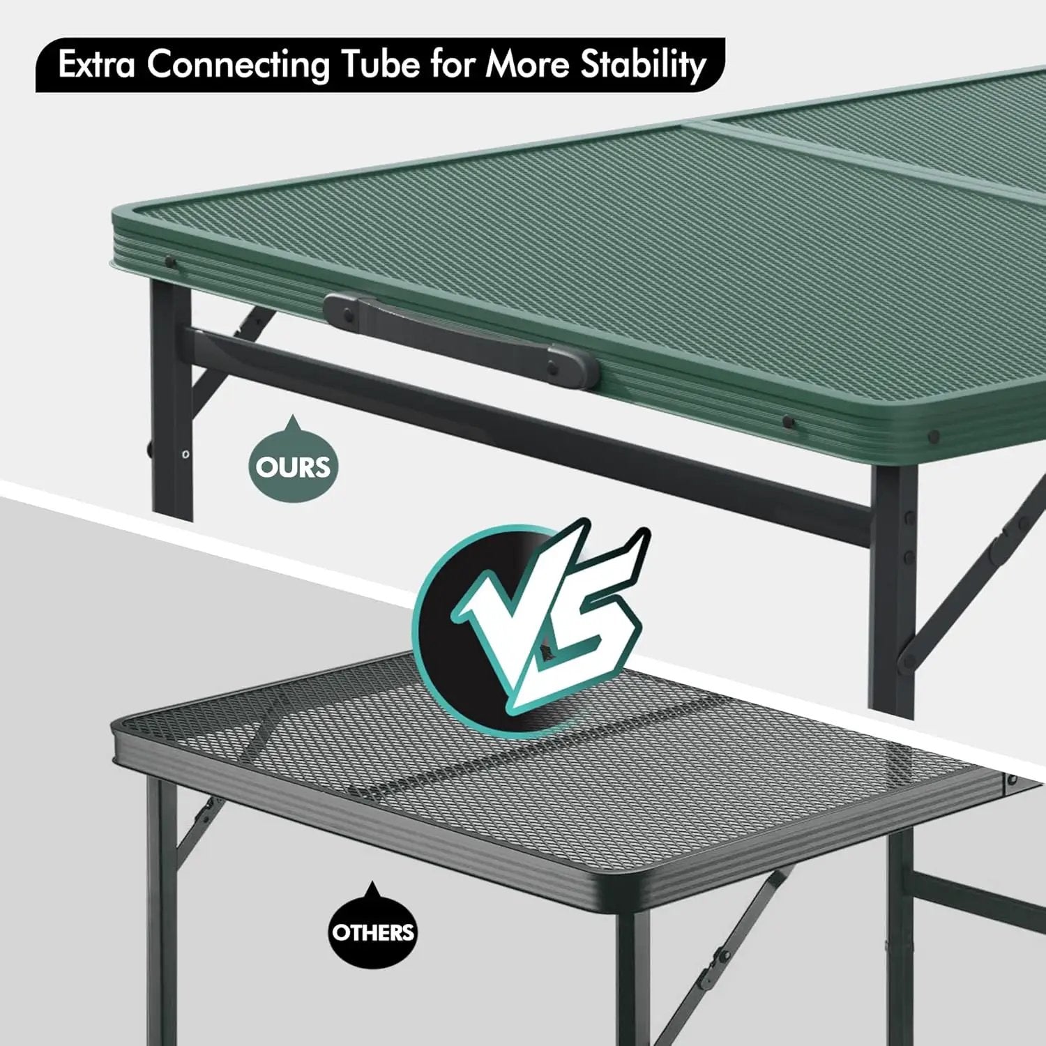 VILLEY Grill Table, 3ft Folding Camping Table with Aluminum Adjustable Legs, Portable Lightweight Camp Table for Beach Picnics and Outdoor Cooking by GreenHaven Gardens