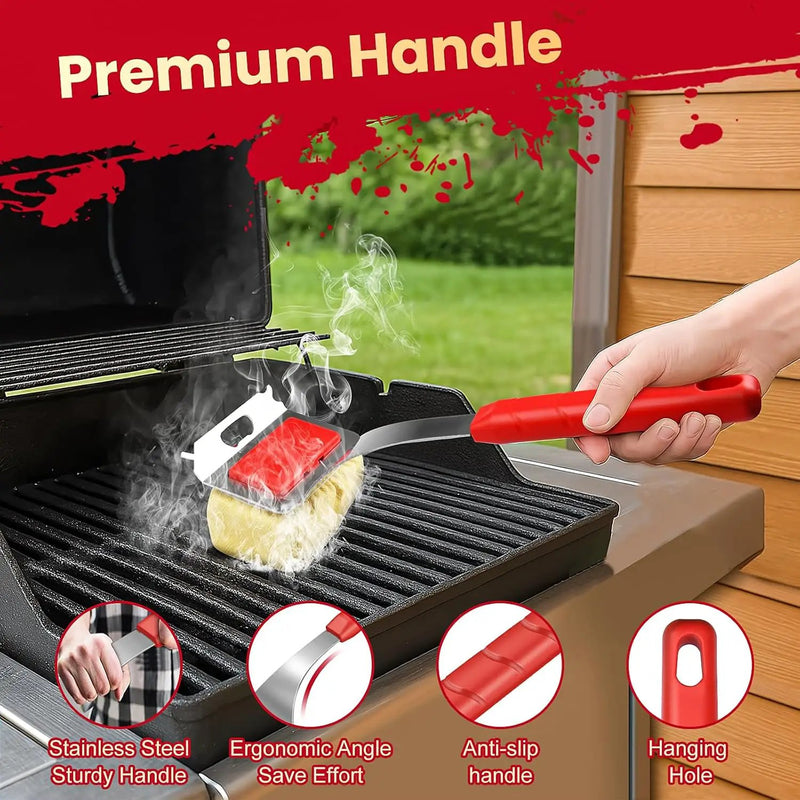 Grill Brush Bristle Free + 5 Replaceable Pads, Steam Grill Brush for Outdoor Grill, BBQ Grill Brush and Scraper for Cast Iron/Stainless Steel Grates, Safe Grill Cleaner Brush, Gift for Men Dad by GreenHaven Gardens
