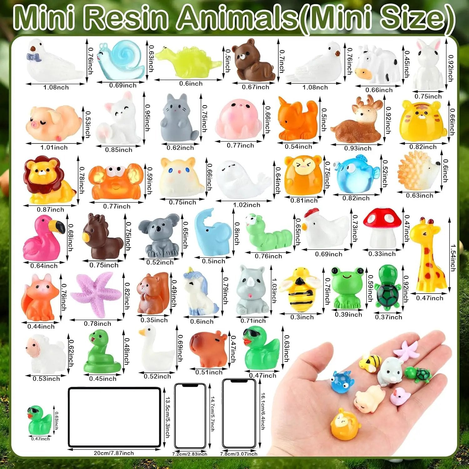 50 Pcs Mini Resin Animals Various Mini Animals Figurines for Farm Animal Figures,Dollhouse,Fairy House Garden,Micro Landscaping by GreenHaven Gardens