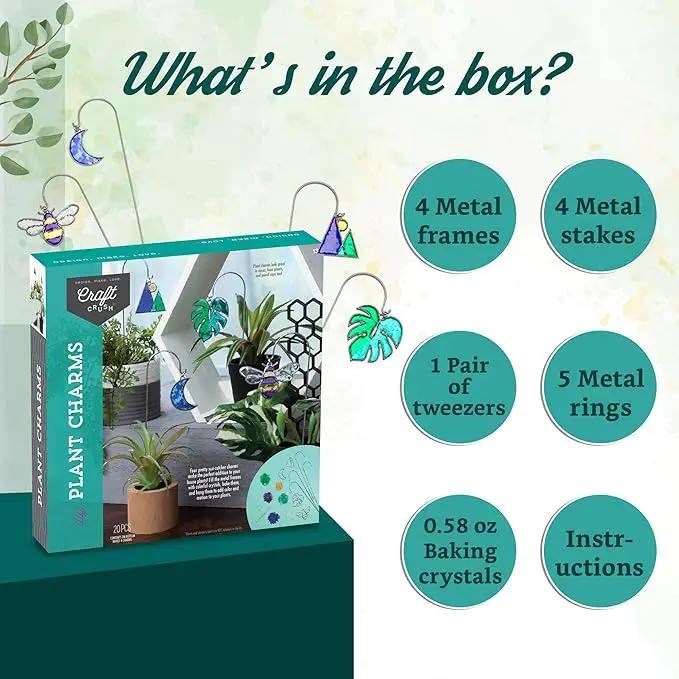 Craft Crush Plant Charms Kit – Makes 4 Suncatcher Charms for Plants – Metal Garden Stakes & Decorative Ornaments for Plant Lovers, Gift, Home Decor, Teens & Adults - DIY Art & Craft Kit - Ages 13+ by GreenHaven Gardens