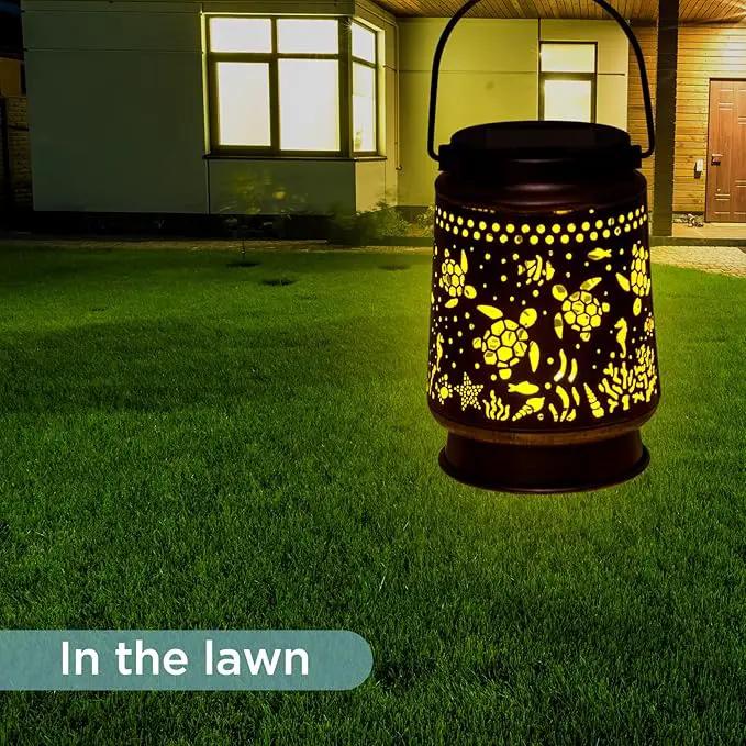Solar Lanterns Outdoor Turtle Garden Decor Christmas Turtle Gifts for Women Mom Grandma Hanging Solar Sea Turtle Lights Metal Sea Turtle Gift Outside for Yard, Patio, Backyard, Porch Beach Gifts by GreenHaven Gardens