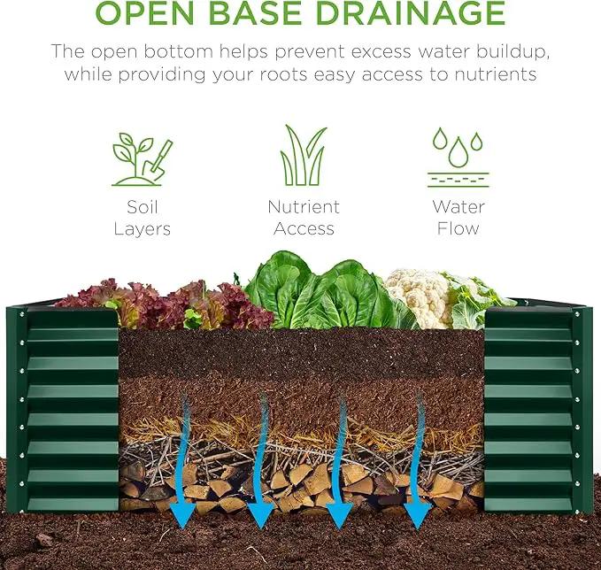 Best Choice Products 4x2x2ft Outdoor Metal Raised Garden Bed, Deep Root Planter Box for Vegetables, Flowers, Herbs, and Succulents w/ 119 Gallon Capacity - Dark Green by GreenHaven Gardens