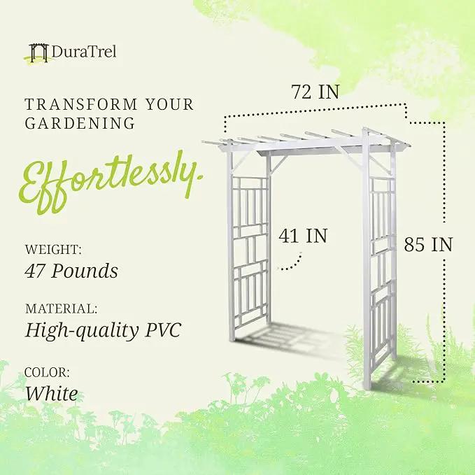 Dura-Trel Outdoor Garden Arch, Wellington Arbor Trellis for Climbing Plants, 72" x 85" by GreenHaven Gardens