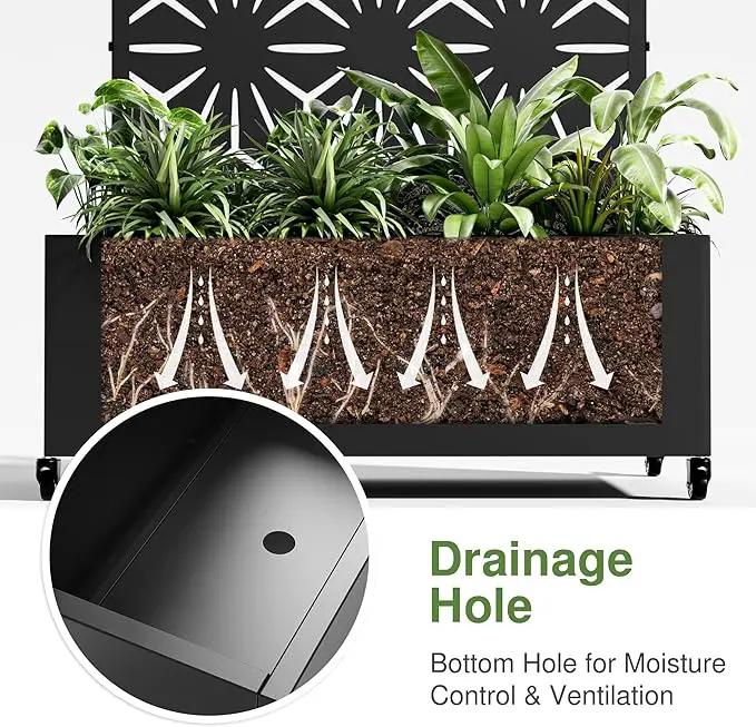 Casaphoria Metal Raised Garden Bed with Trellis and Wheels, 72"x47"x16" Planter Box for Climbing Plants, Vegetables & Vines, Features Drainage Holes and Privacy Screen (Black-Star) by GreenHaven Gardens