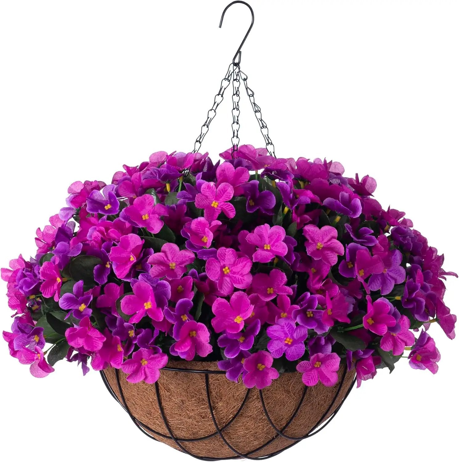 Artificial Hanging Flowers with 12" Basket Outdoor Spring Summer Decor, Fake Hydrangea UV Resistant Arrangements in Pot Planter Decor for Indoor Porch Garden Yard(Double Lotus) by GreenHaven Gardens