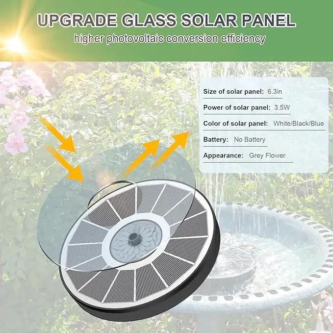 Solar Fountain Upgraded High Efficiency Glass Solar Panel, Solar Bird Bath Fountains with Flower No Battery,Solar Water Pump Fountain for Bird Bath Garden Small Ponds Outdoor Décor(White) by GreenHaven Gardens