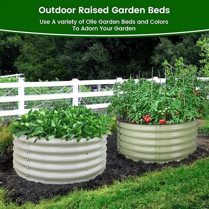 Olle 17" Tall 42" Round Raised Garden Bed Metal Raised Beds for Gardening, Large Planter Box Round Raised Garden Beds Outdoor for Vegetables, Sage Green by GreenHaven Gardens