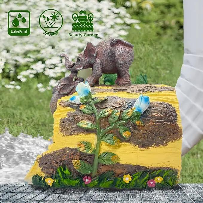 Elephant Gutter Downspout Extension Statues Garden Decoration,Rain Downspout Diverter Garden Statue,Decorative Gutter Extension，3"×4" Downspout Splash Block，Animal Resin Statue Outdoor Décor by GreenHaven Gardens