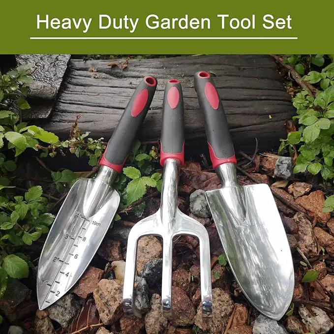 FANHAO Garden Tool Set, 3 Piece Heavy Duty Garden Trowels Cast-Aluminum Garden Hand Shovels with Non-Slip Rubber Grip, Idea for Transplanting, Weeding, Digging and Planting by GreenHaven Gardens