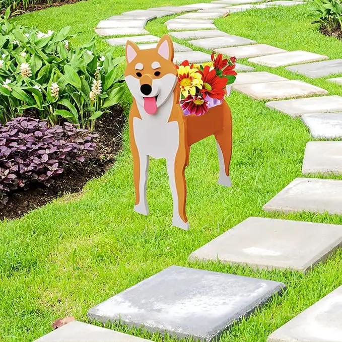 Shiba Inu Dog Planter Plant Pots,Cute Garden Dog Flower Planter,Dog Planters Birthday Gifts for Women,Office,Indoor/Outdoor Decor（9.45 * 5.71 * 12.13in） by GreenHaven Gardens