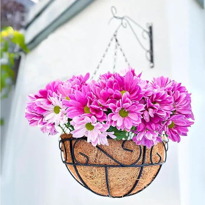 LaLaGreen Hanging Planter for Outdoor Plants (4 Pack, 16 Inch) Hanging Baskets with Coco Liner, Metal Wire Flower Basket Pots with Hook Hanger Balcony Porch Farmhouse Country Style Garden Decor by GreenHaven Gardens