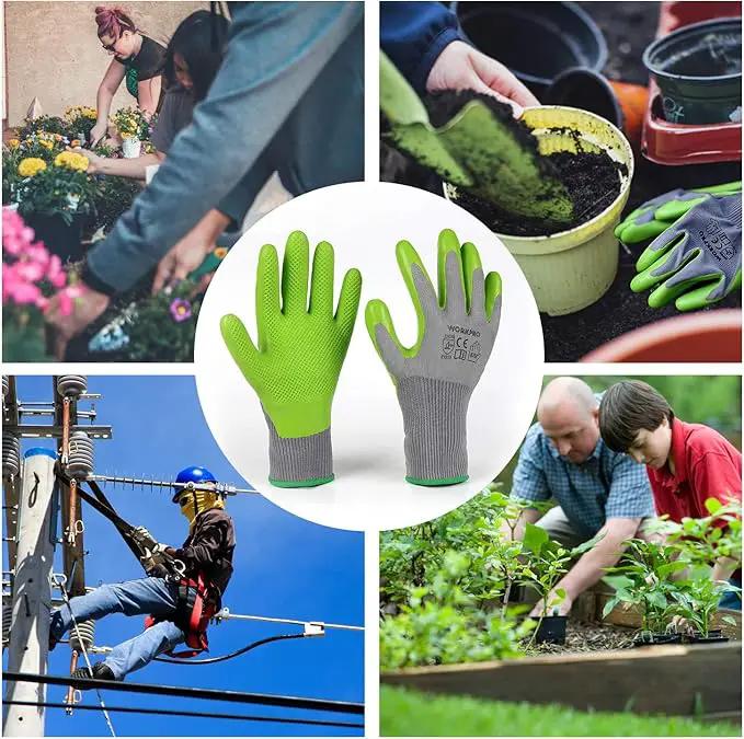 WORKPRO 6 Pairs Garden Gloves, Work Glove with Eco Latex Palm Coated, Gardening Glove, Working Gloves for Weeding, Digging, Raking, and Pruning (Large) by GreenHaven Gardens