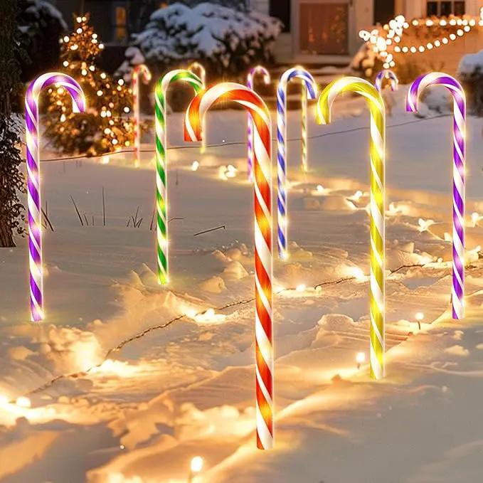 WeGuard 10PK Christmas Candy Cane Pathway Lights Outdoor Decorations 21" 8 Lighting Modes Flashing Waterproof Outdoor Lighted Christmas Decor for Garden Yard by GreenHaven Gardens