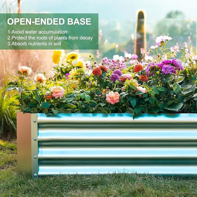 Land Guard 2 Pack 8×4×1ft Galvanized Metal Raised Garden Bed, Metal Planter Kit Box Outdoor for Deep-Rooted Vegetables, Flowers, Green and Herbs… by GreenHaven Gardens
