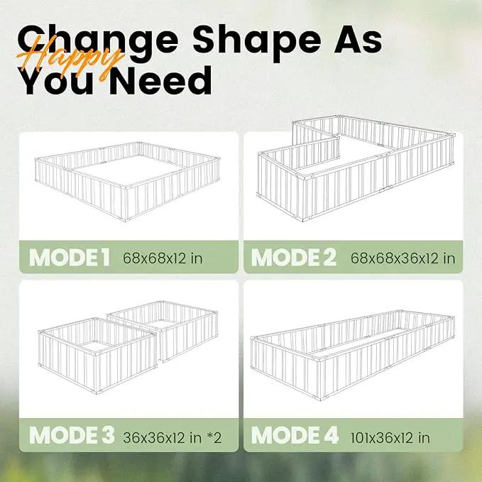 KING BIRD Raised Garden Bed 101" x 36" x 12" 4 Installation Methods for DIY Galvanized Steel Metal Planter Kit Box with 2 Pairs of Gloves (Green) by GreenHaven Gardens