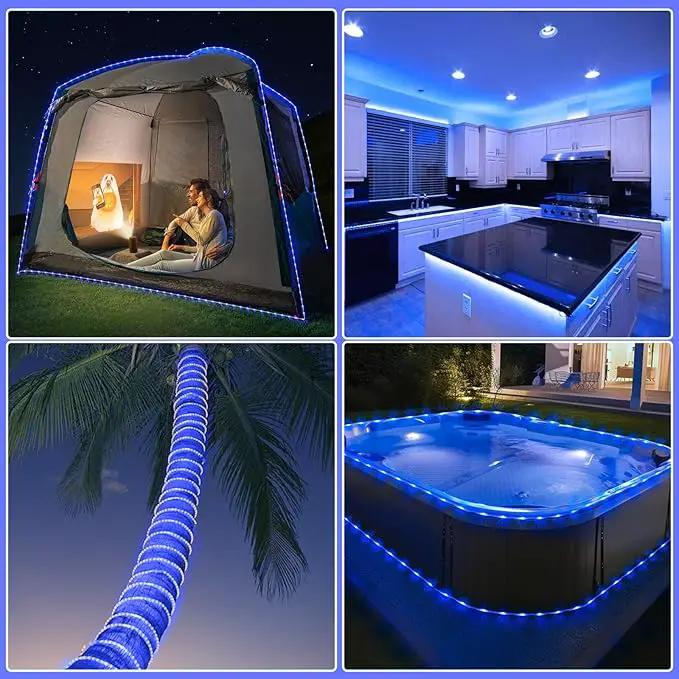 Rope Lights for Outside, 100FT 300 LED Christmas String Lights with Waterproof 8 Modes, Flexible and Connectable Plug in Fairy Lights for Outdoor Indoor Bedroom Patio Party Wedding Decorations, Blue by GreenHaven Gardens