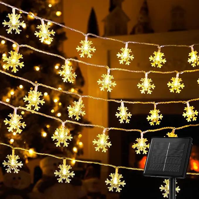 Brightown Solar Christmas Snowflake String Lights, 72FT 200 LED Outdoor Waterproof Fairy Lights with 8 Lighting Modes for Wedding, Party, Tree, Room, Garden, Patio, Yard, Home, Warm White by GreenHaven Gardens