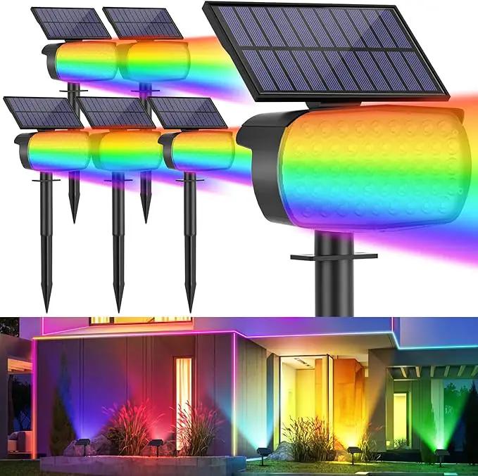 Solar Color Changing Spot Lights Outdoor, IP65 Waterproof Christmas Lights, Multicolor Landscape Spotlights, Large Panel Powered Yard Garden Pathway Light 6 Pack by GreenHaven Gardens