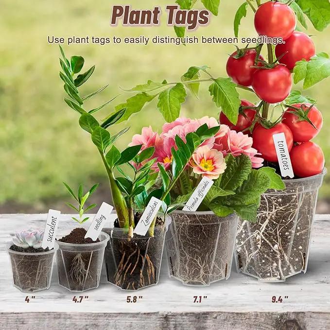 3.9-9.4 Inch Big Size Clear Nursery Pots with Drainage, 6 Sizes 10 Packs Nursery Garden Pots with 10 Plant Labels for Seedling Plants, Nursery Pots Variety for Indoor Outdoor Seed Starter Flower Pots by GreenHaven Gardens