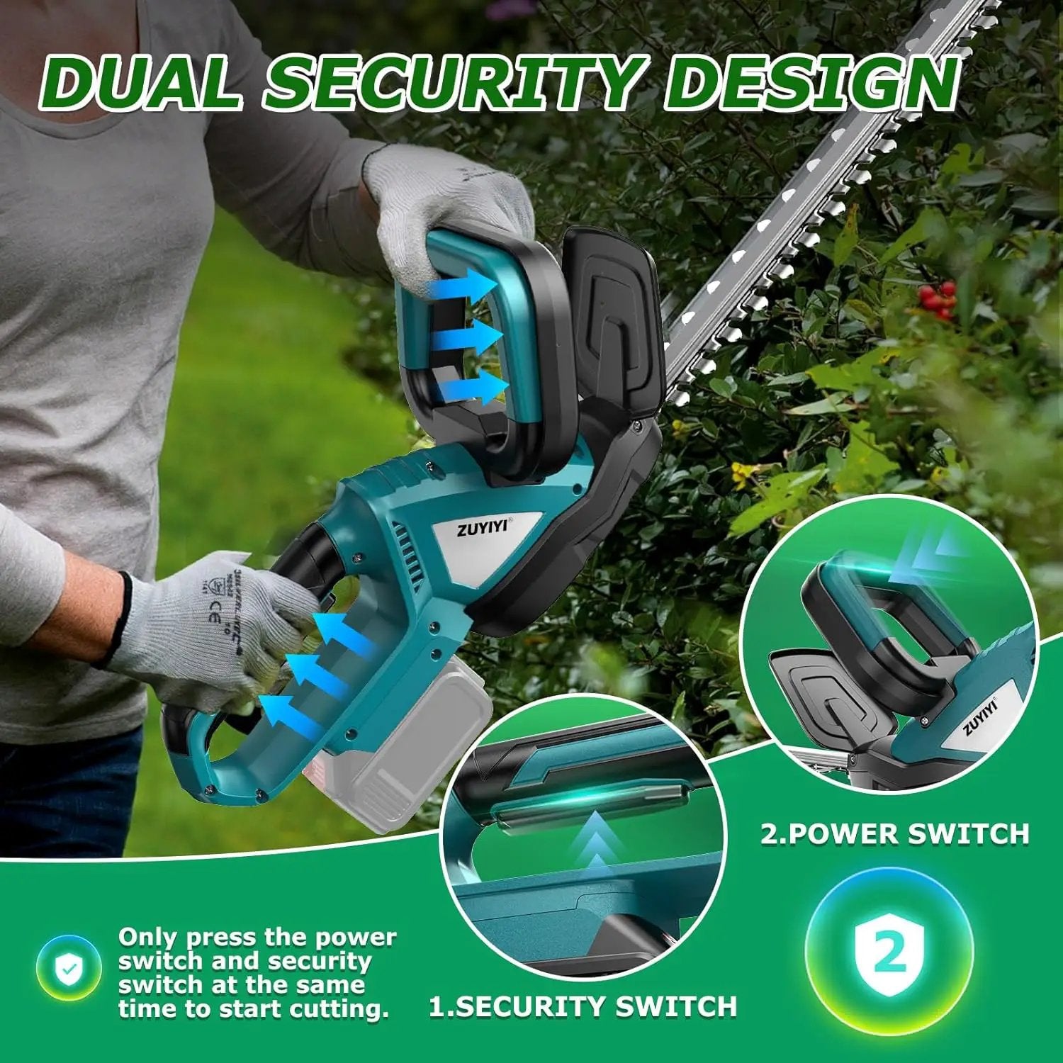 Cordless Hedge Trimmer for Makita 18V Battery, Electric Bush Trimmer 22 Inches Dual-Action, 3/4" Cutting Capacity Handheld Shrub Pruning Trimmer for Garden, Grass, Lawn(NO Battery) by GreenHaven Gardens