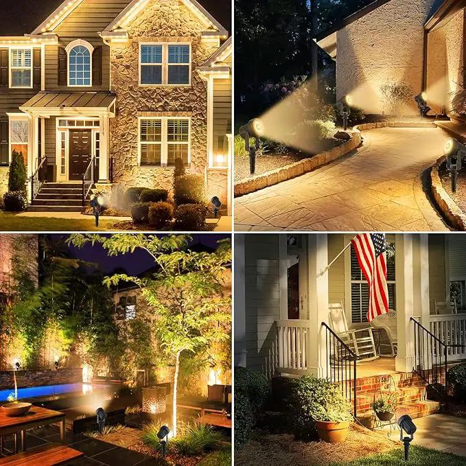 Solar Spotlights Outdoor 2Pack Warm White Auto Dusk to Dawn Landscape Lights, IP65 Waterproof Solar Lights for Garden Yard Path 2-in-1 Ground or Wall Mount by GreenHaven Gardens