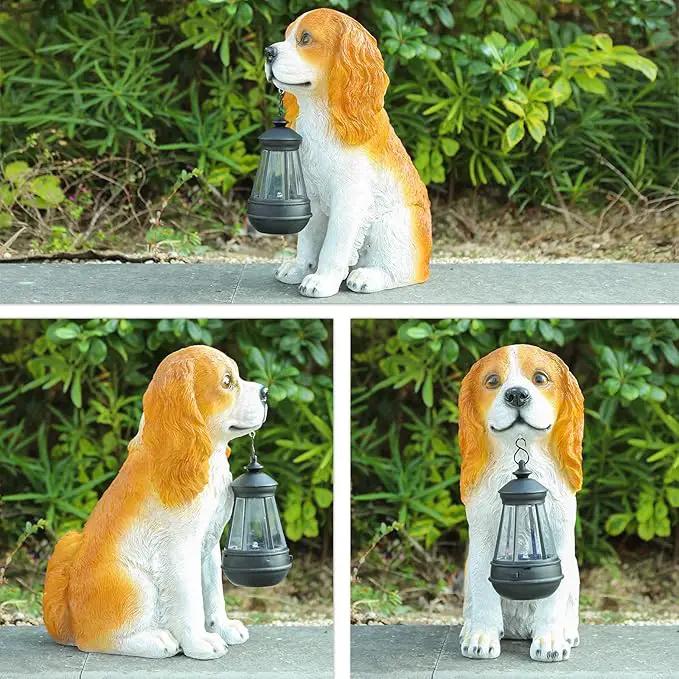 Afirst Dog Garden Statue - Outdoor Decor with Solar Lantern Lovely American Cocker Spaniel Figurine Patio Lawn Yard Art Ornaments Housewarming Gift by GreenHaven Gardens