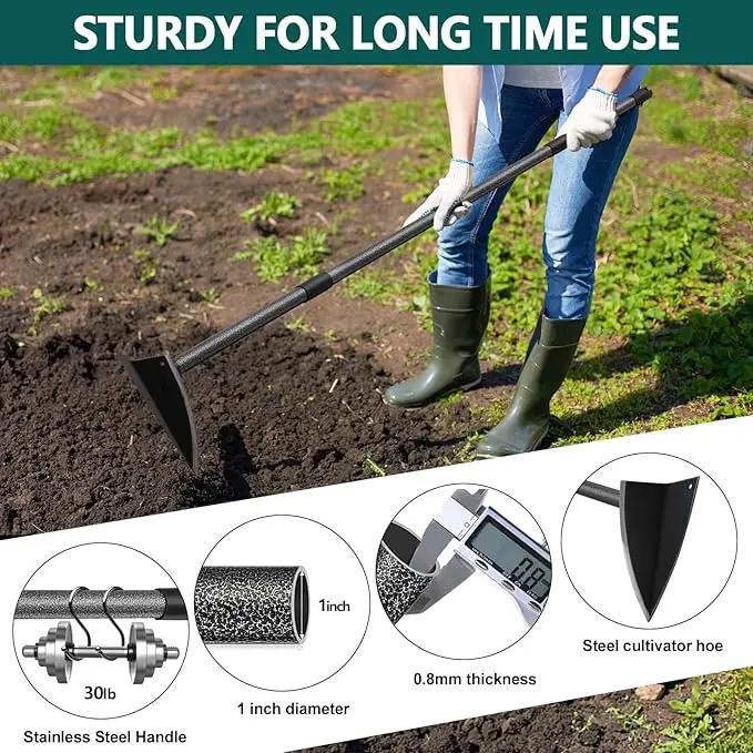 Hoe Garden Tool, Triangle Hoe Gardening Weeding Tool, 72" Long Handle Heavy Duty Manual Weeder Gardening Hand Tools for Weeding, Digging, Loosening Soil by GreenHaven Gardens