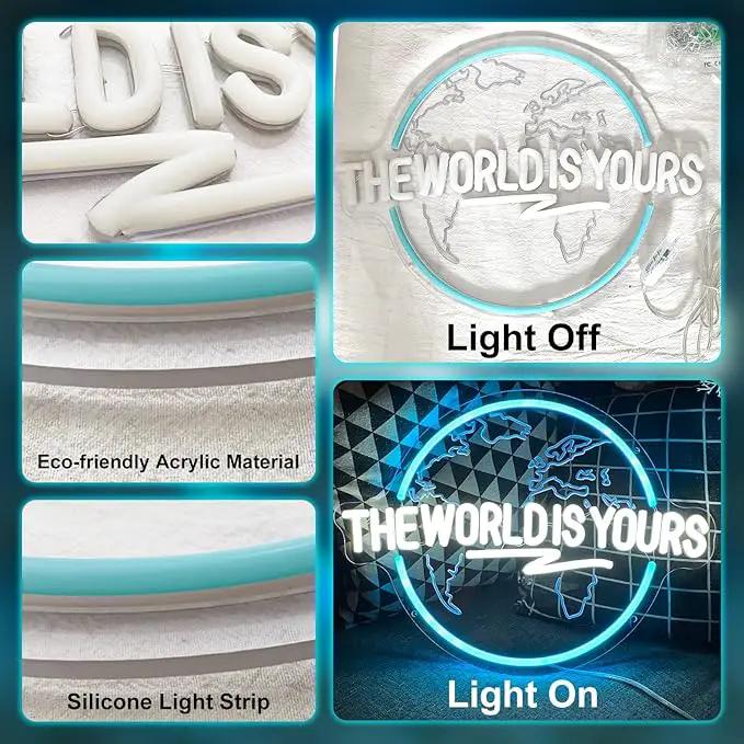 The World Is Yours Neon Sign, Carved Planet The World Is Yours LED Neon Light Signs for Wall Decor, Light Up Signs for Man Cave Game Room Bedroom Birthday Gift by GreenHaven Gardens