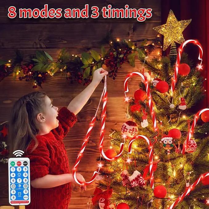 PINPON Christmas Solar Candy Cane Lights 10 Pack, 21" Pathway Markers Walkway Lights with Star, 8 Modes & 3 Timings Xmas Decorations for Outdoor Pathway Garden Yard Patio by GreenHaven Gardens