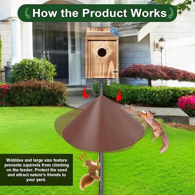 Gtongoko 19 Inch Squirrel Baffle for Bird Feeder Pole Squirrel Guards for Shepherds Hook Stopper for Bird Feeders Brown 1 Pack by GreenHaven Gardens