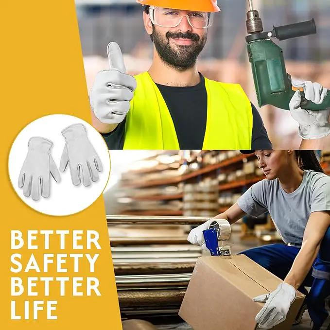 HLDD HANDLANDY Leather Work Gloves for Men & Women, Adjustable Wrist Cowhide Gardening Glove with Reinforced Palm for Driver by GreenHaven Gardens