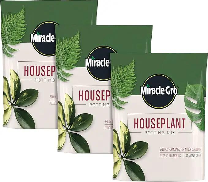 Miracle-Gro Houseplant Potting Mix, for Indoor Container Plants, Feeds for up to Six Months, 4 qt. (3-Pack) by GreenHaven Gardens