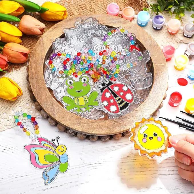 30 Sets Suncatchers Window Art Kits, DIY Sun Catchers Bulk Crafts Paint Your Own Window Ornaments for Boys Girls Classroom Home Party Birthday Activity Decor (Vibrant Style) by GreenHaven Gardens