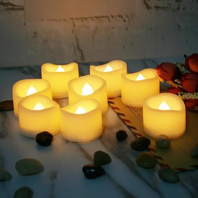 12 Pack Battery Operated Flameless LED Votive Tealight Candles Realistic Flickering Electric Tea Lights Set Bulk Halloween Pumpkin Jack O Lantern Party Wedding Decorations Centerpieces Batteries Incl. by GreenHaven Gardens